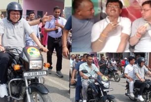 CM Dhami Campaign On Bike