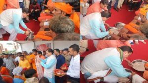CM Dhami Washed The Feet Of Kanwariyas